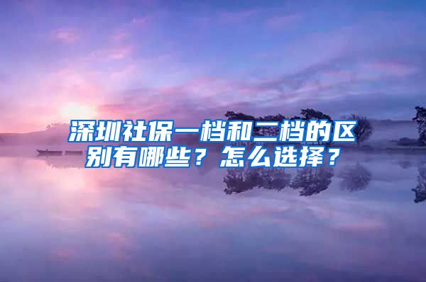 深圳社保一档和二档的区别有哪些？怎么选择？