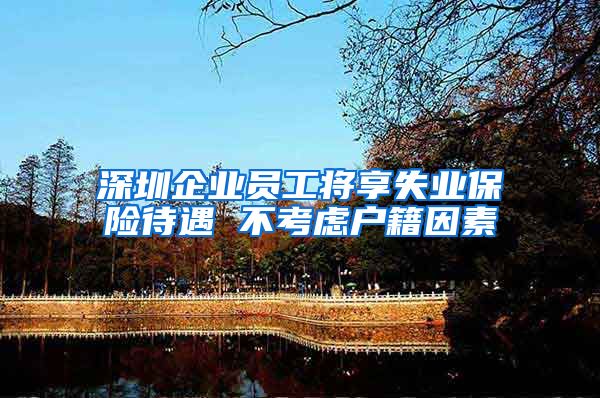 深圳企业员工将享失业保险待遇 不考虑户籍因素