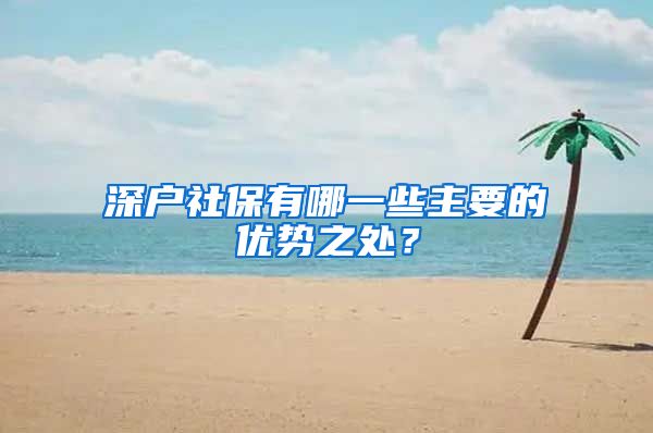 深户社保有哪一些主要的优势之处？