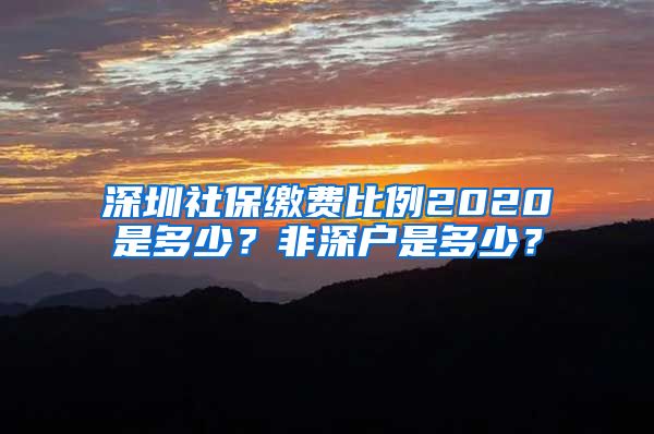 深圳社保缴费比例2020是多少？非深户是多少？