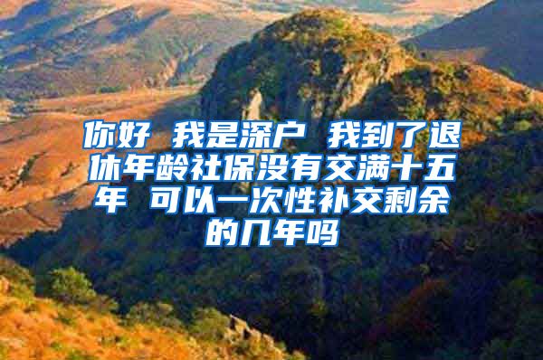 你好 我是深户 我到了退休年龄社保没有交满十五年 可以一次性补交剩余的几年吗