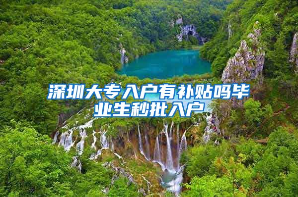 深圳大专入户有补贴吗毕业生秒批入户