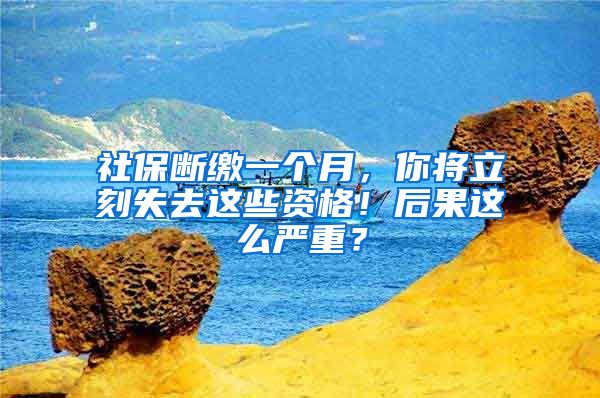 社保断缴一个月，你将立刻失去这些资格！后果这么严重？