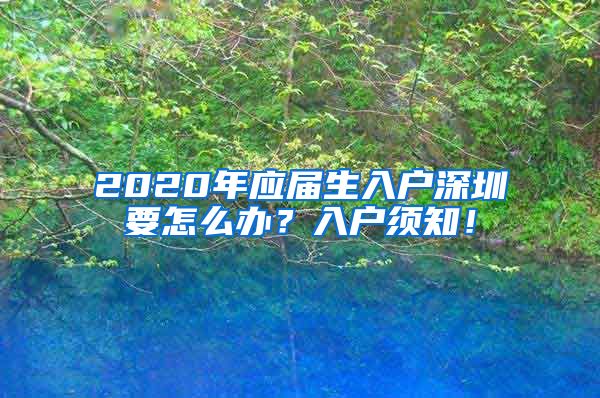 2020年应届生入户深圳要怎么办？入户须知！