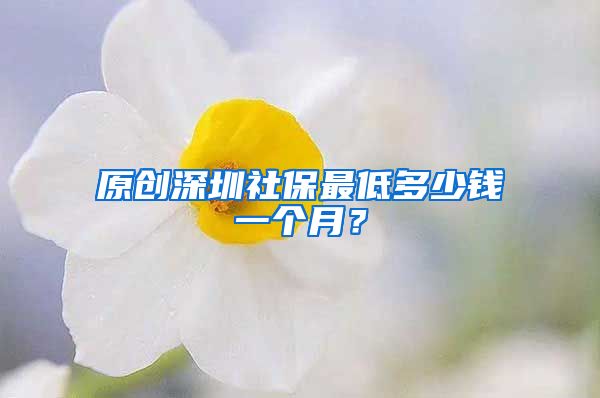 原创深圳社保最低多少钱一个月？