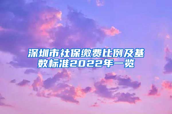深圳市社保缴费比例及基数标准2022年一览