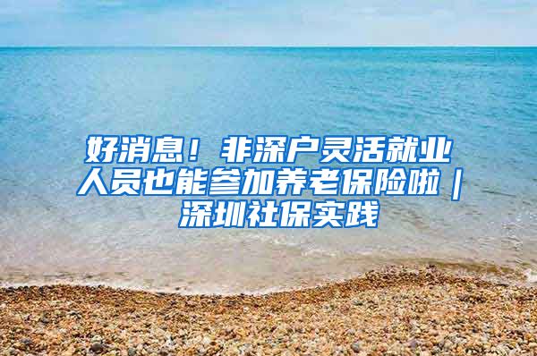 好消息！非深户灵活就业人员也能参加养老保险啦｜ 深圳社保实践④