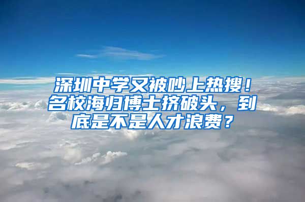 深圳中学又被吵上热搜！名校海归博士挤破头，到底是不是人才浪费？