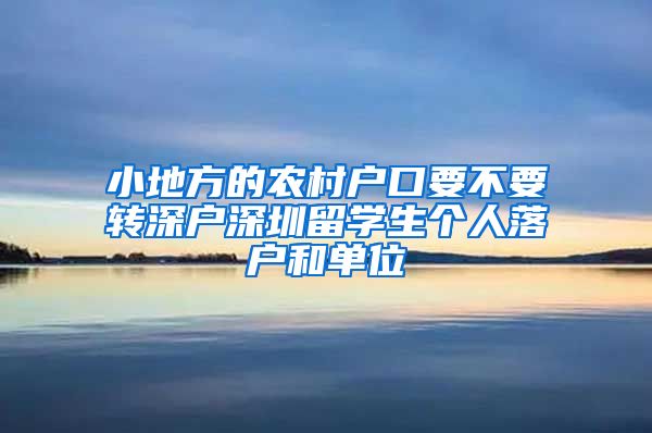 小地方的农村户口要不要转深户深圳留学生个人落户和单位