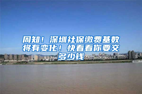 周知！深圳社保缴费基数将有变化！快看看你要交多少钱