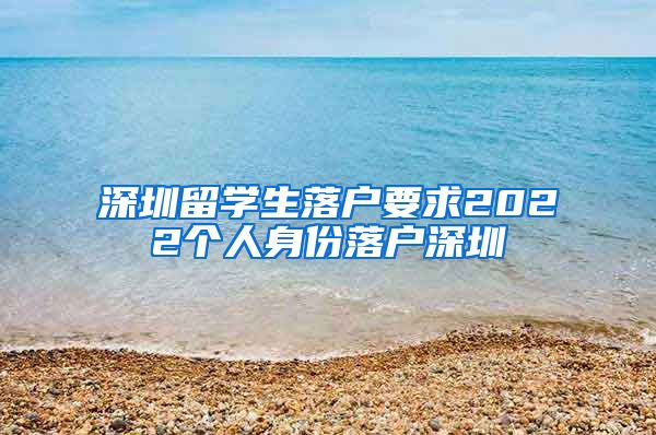 深圳留学生落户要求2022个人身份落户深圳
