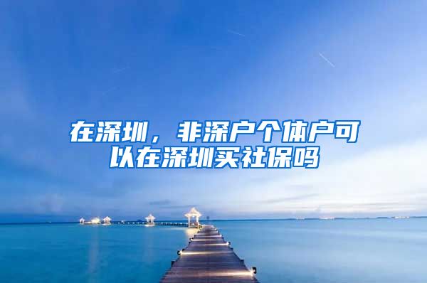 在深圳，非深户个体户可以在深圳买社保吗