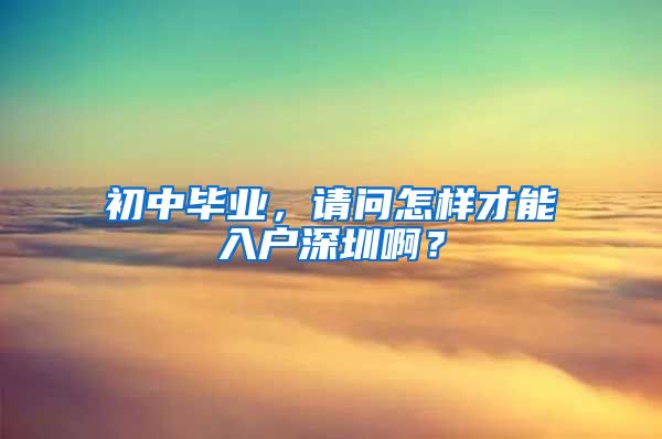 初中毕业，请问怎样才能入户深圳啊？