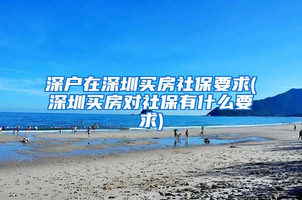 深户在深圳买房社保要求(深圳买房对社保有什么要求)