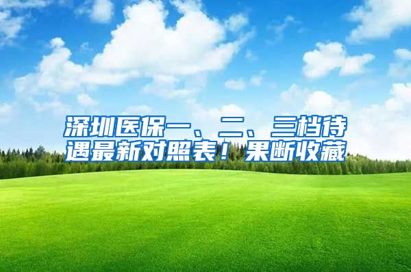 深圳医保一、二、三档待遇最新对照表！果断收藏