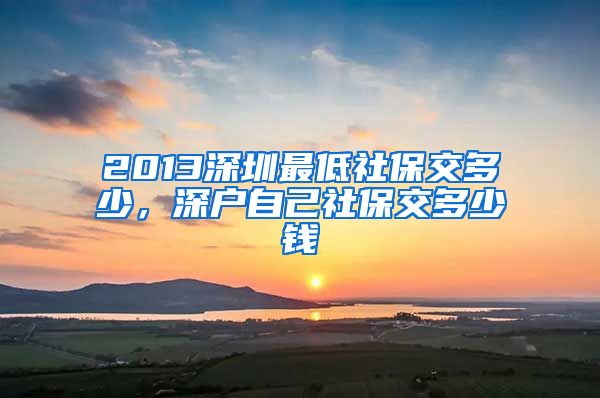 2013深圳最低社保交多少，深户自己社保交多少钱