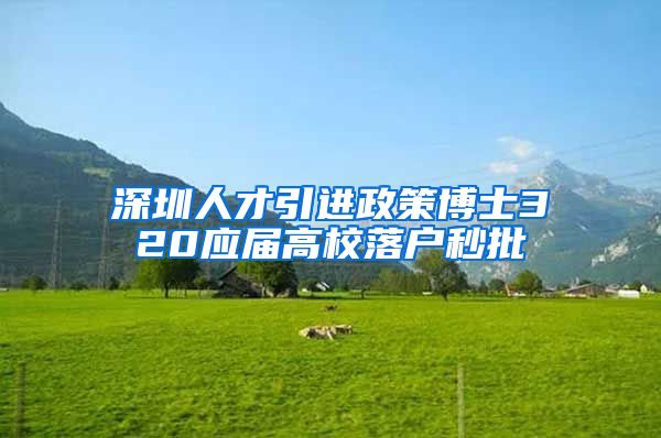 深圳人才引进政策博士320应届高校落户秒批