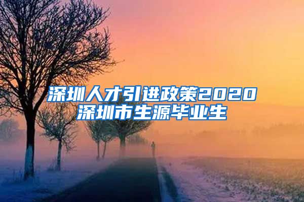 深圳人才引进政策2020深圳市生源毕业生