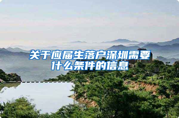 关于应届生落户深圳需要什么条件的信息