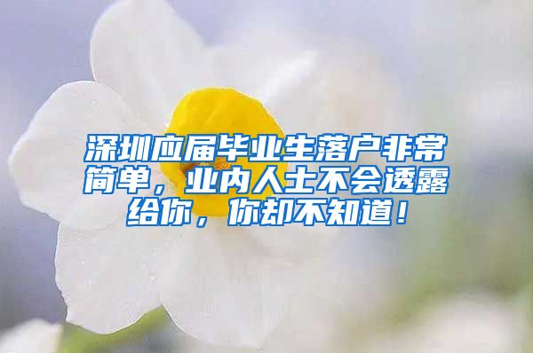 深圳应届毕业生落户非常简单，业内人士不会透露给你，你却不知道！