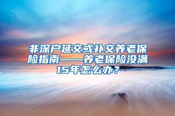 非深户延交或补交养老保险指南——养老保险没满15年怎么办？