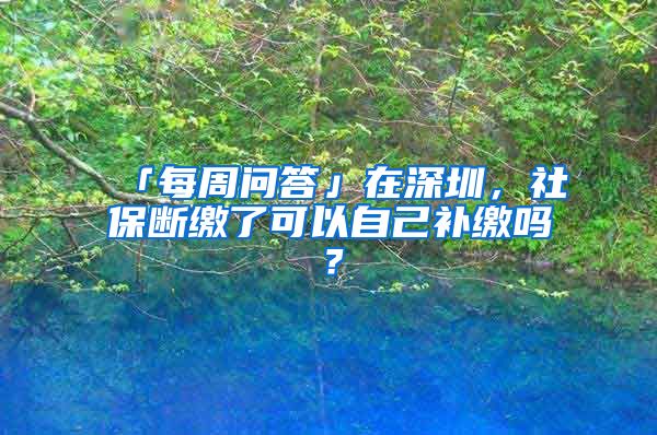 「每周问答」在深圳，社保断缴了可以自己补缴吗？