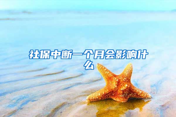 社保中断一个月会影响什么