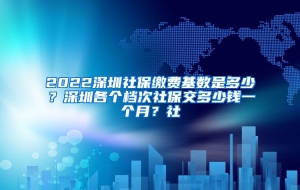 2022深圳社保缴费基数是多少？深圳各个档次社保交多少钱一个月？社