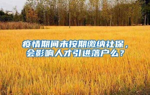 疫情期间未按期缴纳社保，会影响人才引进落户么？