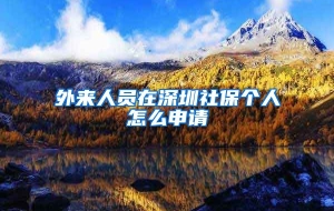外来人员在深圳社保个人怎么申请