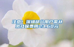 注意！深圳部分用户需补缴社保费用23.60元