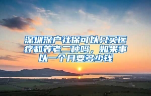 深圳深户社保可以只买医疗和养老二种吗，如果事以一个月要多少钱