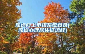 深圳网上申报系统登录(深圳办理居住证流程)