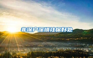 非深户深圳社保好处
