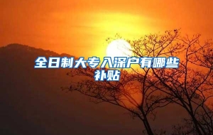 全日制大专入深户有哪些补贴