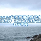 2015年深圳租房补贴申请条件 应届本科生入深有6千元