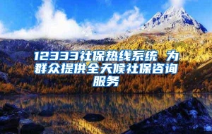12333社保热线系统 为群众提供全天候社保咨询服务