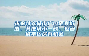 未来特大城市户口更有价值，其他城市一般，但省城学区房有机会