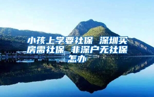 小孩上学要社保 深圳买房需社保 非深户无社保怎办
