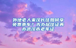 外地老人来汉长住如何享免费乘车？先办居住证再办武汉市老年证