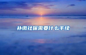 补缴社保需要什么手续