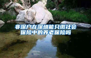 非深户在深圳能只缴社会保险中的养老保险吗