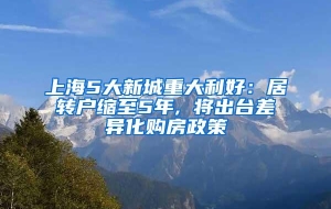 上海5大新城重大利好：居转户缩至5年, 将出台差异化购房政策