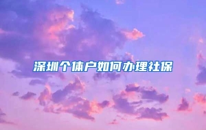 深圳个体户如何办理社保