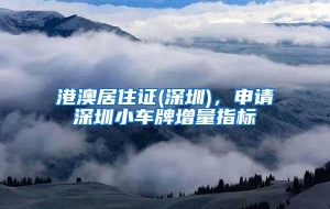 港澳居住证(深圳)，申请深圳小车牌增量指标