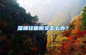 深圳社保断交怎么办？