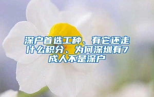 深户首选工种、有它还走什么积分、为何深圳有7成人不是深户