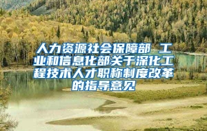 人力资源社会保障部 工业和信息化部关于深化工程技术人才职称制度改革的指导意见