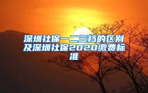 深圳社保一二三档的区别及深圳社保2020缴费标准