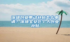 深圳创业带动补贴怎么申请？深圳宝安区个人创业补贴
